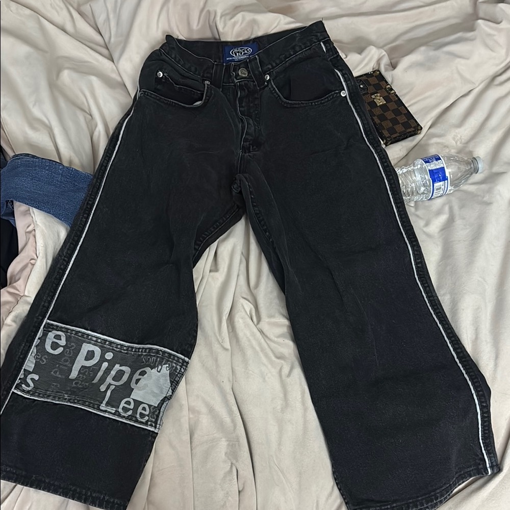 Black Lee Jeans with White Trim